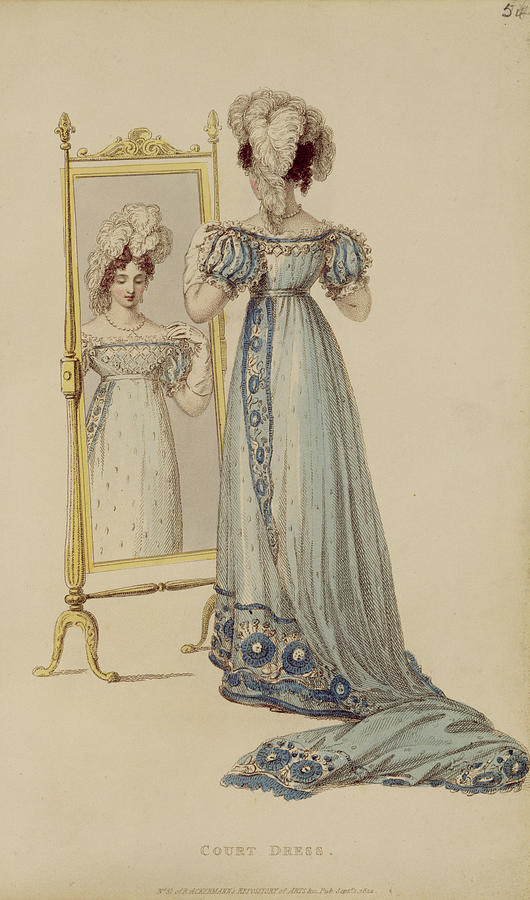 Mirror Drawing - Court Dress, Fashion Plate by English School