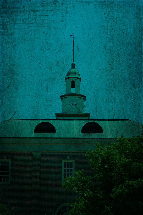 Architecture Mixed Media - Court House Steeple Fayetteville Tennessee by Lesa Fine