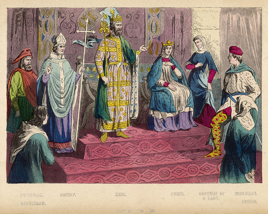 Court Scene - King And Queen, Bishop by Mary Evans Picture Library