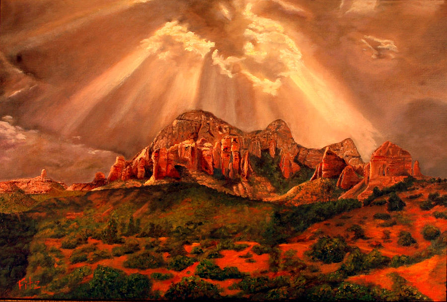Courthouse Butte Painting by Rick Fitzsimons