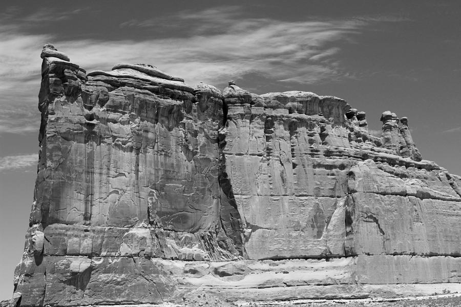Courthouse Towers Arches National Park BW Photograph by Mary Bedy