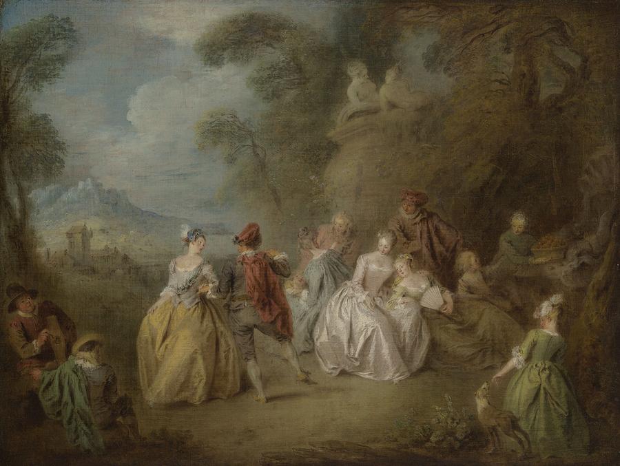 Landscape Painting - Courtly Scene In A Park, C.1730-35 by Jean-Baptiste Joseph Pater