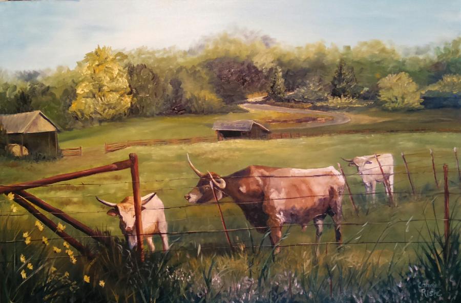 Courtship Across The Fence Line Painting by Connie Rish