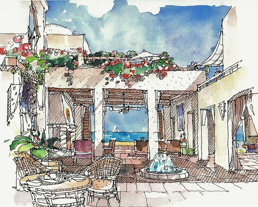 Courtyard Painting by Andrew Drozdowicz