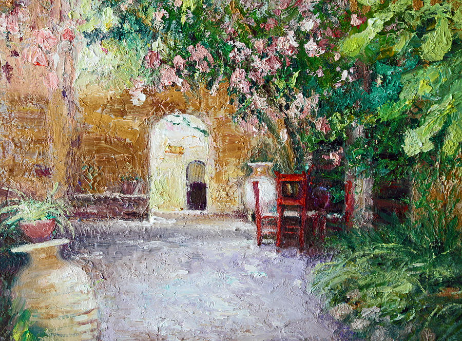 Landscape Painting - Courtyard by Benjamin Johnson