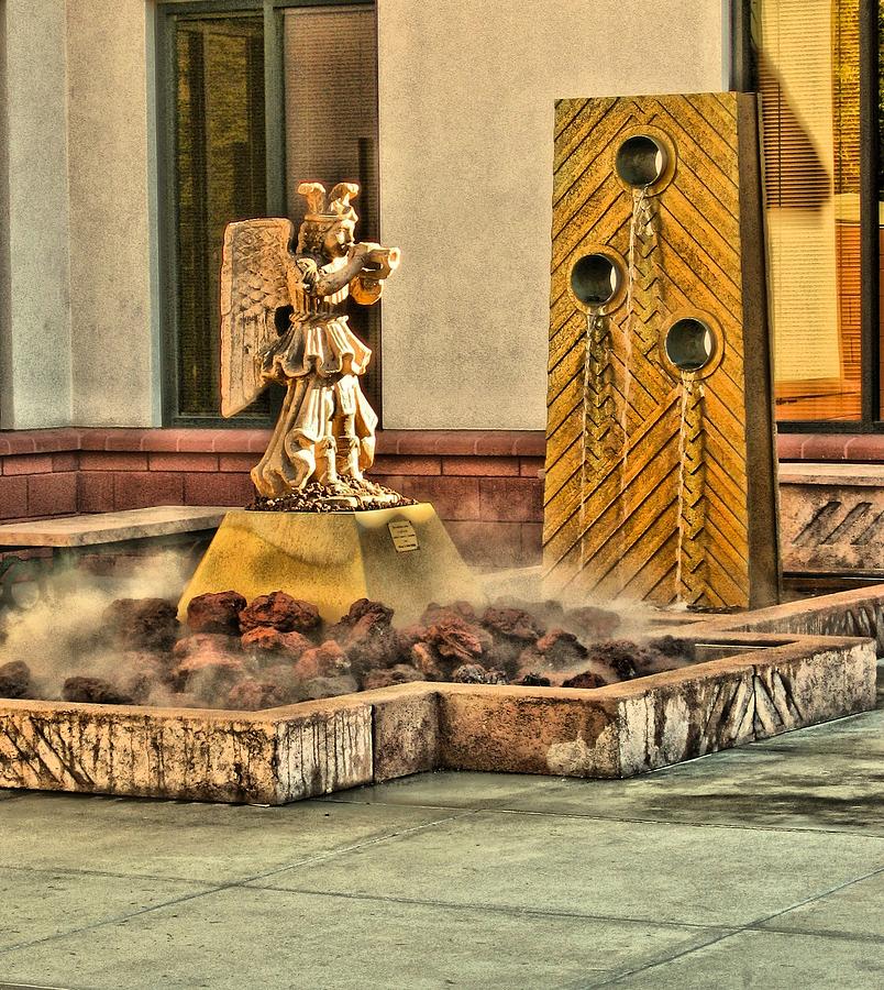 Courtyard Fountain St Marys Basilica Phoenix Digital Art by Doug Morgan