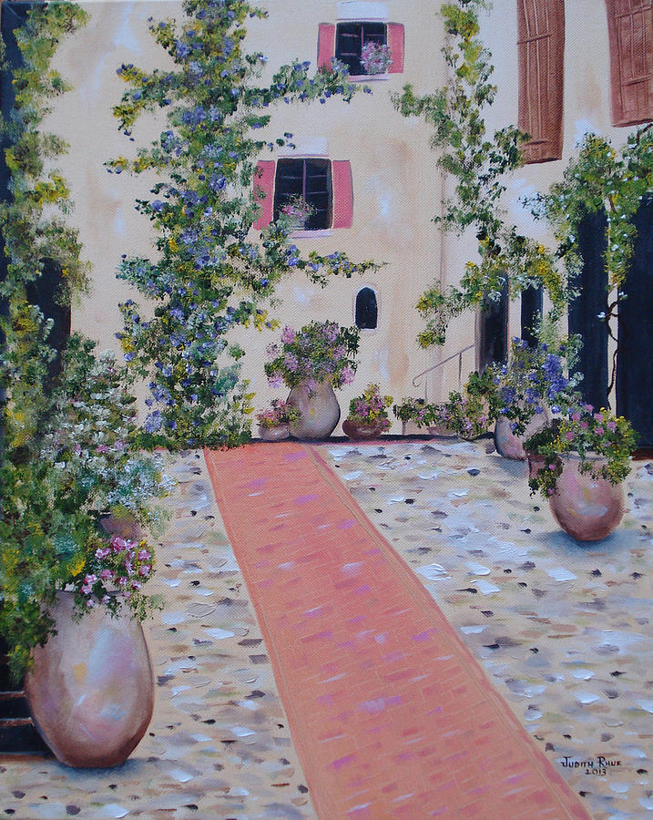 Courtyard Garden Painting by Judith Rhue