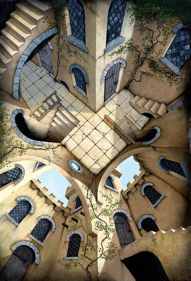 Architecture Digital Art - Courtyard by MGL Meiklejohn Graphics Licensing