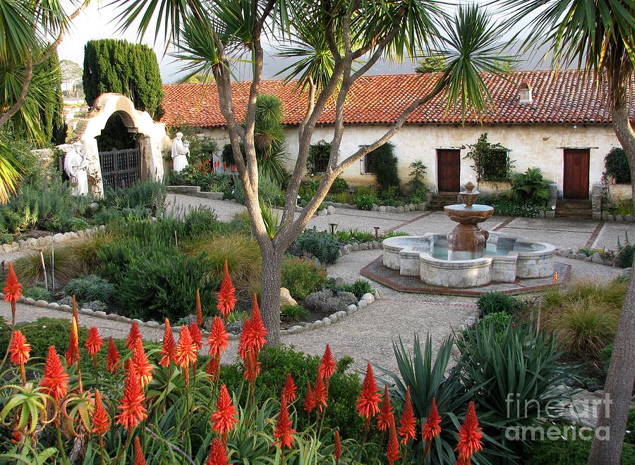 Courtyard of the Carmel Mission Photograph by James B Toy