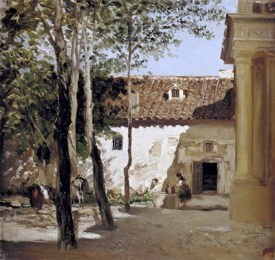 Courtyard of the Monastery of Piedra Painting by Carlos de Haes