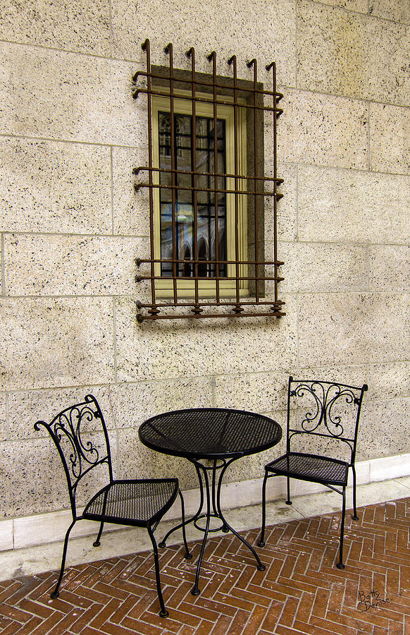 Brick Photograph - Courtyard Seating for Two by Betty Denise