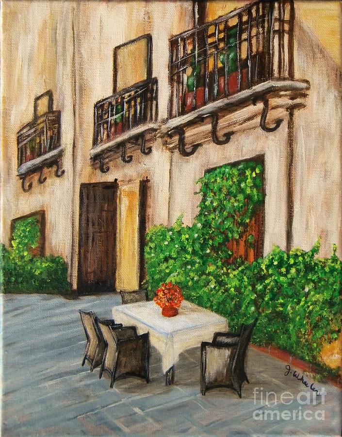 Courtyard Seating Painting by JoAnn Wheeler