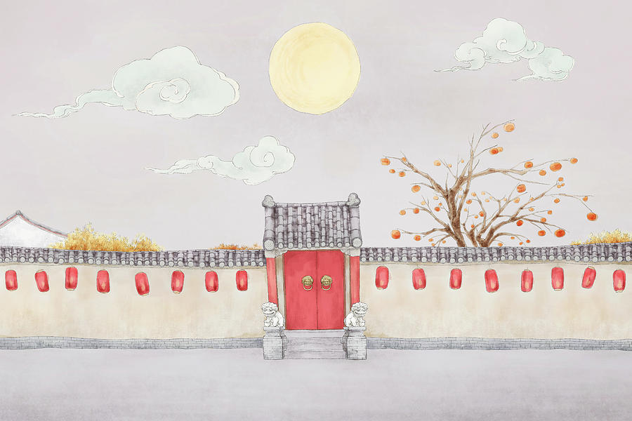 Courtyard Under The Full Moon Digital Art by Bji / Blue Jean Images Courtyard Under The Full Moon Digital Art by Bji / Blue Jean Images