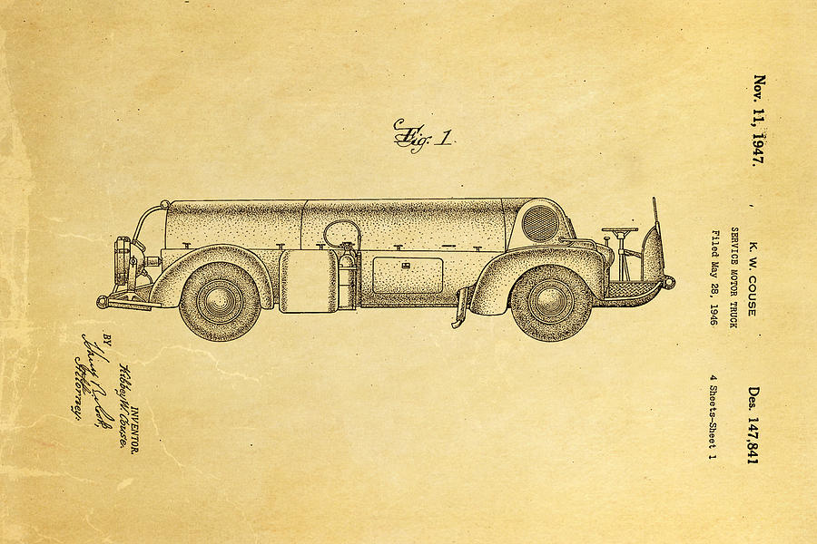 Car Photograph - Couse Fire Truck Patent Art 1947 by Ian Monk