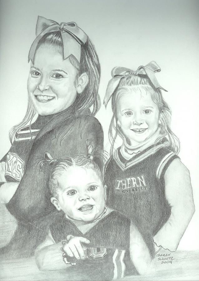 Portrait Drawing - Cousins by Sharon Schultz