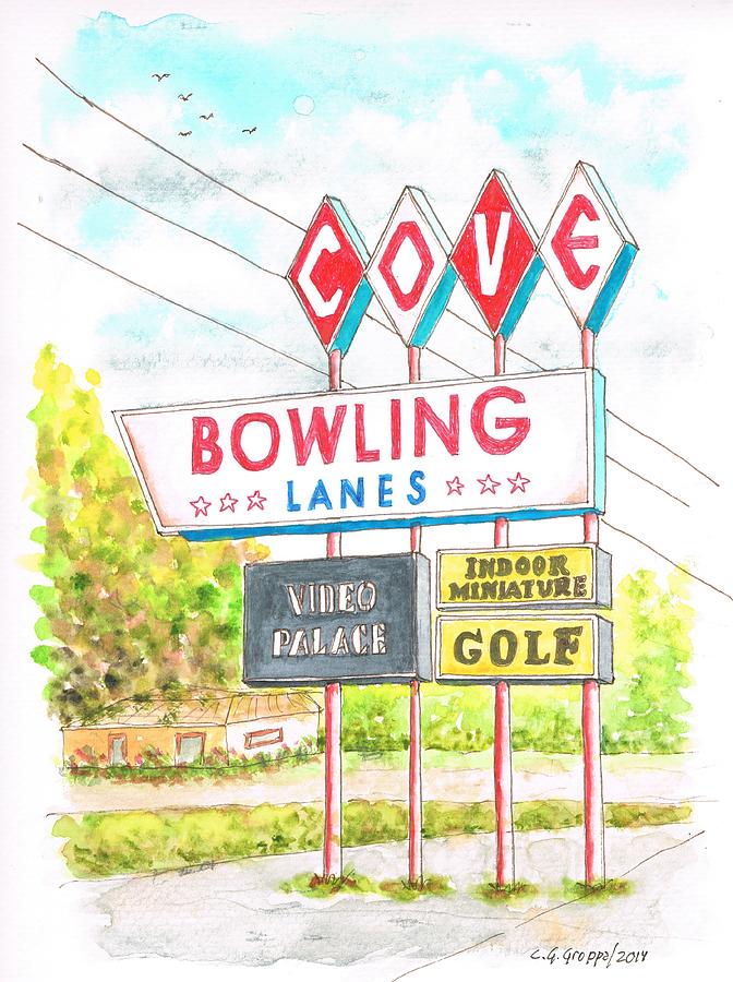 Cove Bowling Lanes in Bamington - Massachusetts Painting by Carlos G Groppa