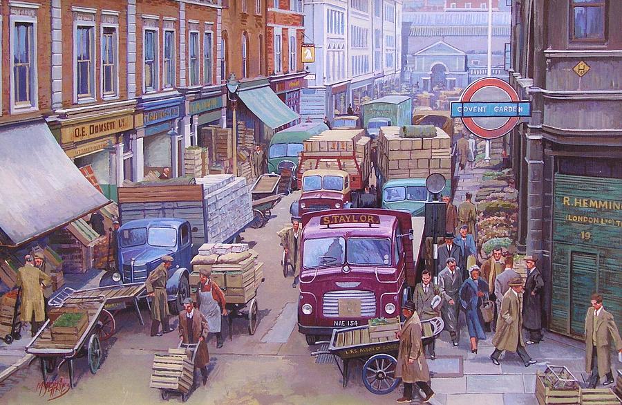 Covent Garden market. Painting by Mike Jeffries