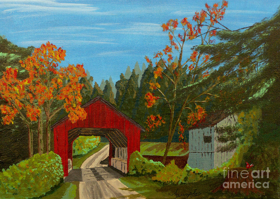 Tree Painting - Covered Bridge by Anthony Dunphy