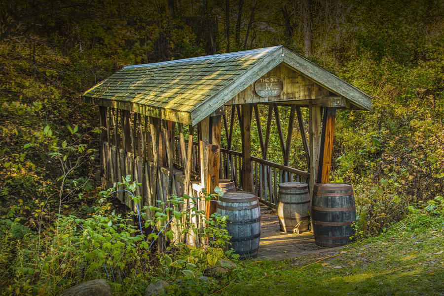 Covered Bridge at Bowens Cider Mill Photograph by Randall Nyhof