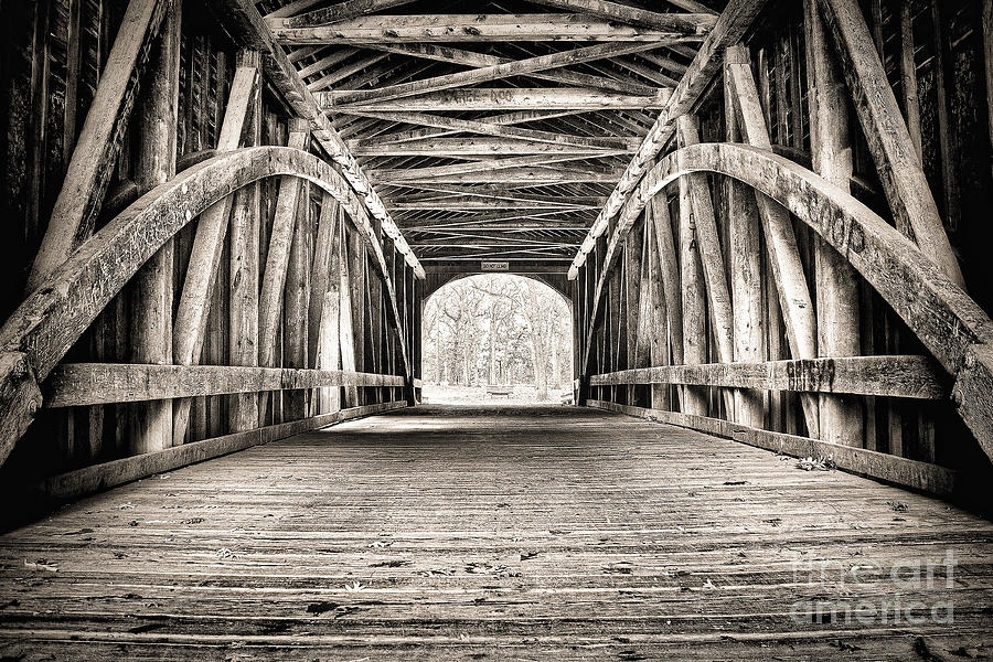 Covered Bridge B n W Photograph by Scott Wood