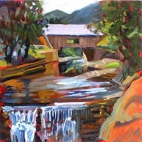 Covered Bridge Painting by Candy Barr