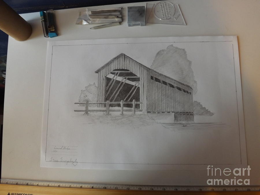 Covered Bridge Drawing by Derek Sands - Fine Art America