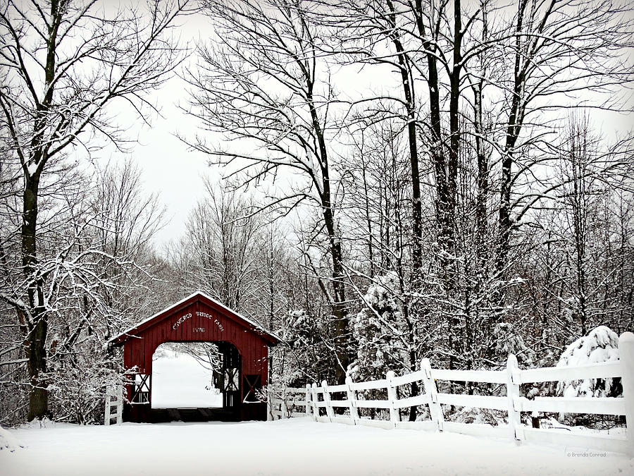 Covered Bridge Farm in Winter Photograph by Dark Whimsy