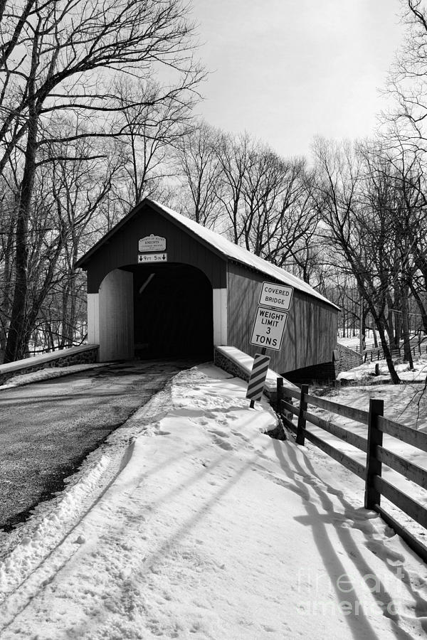 Covered Bridge in Black and White Photograph by Paul Ward