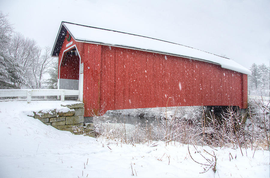 Bridge Photograph - Covered Bridge in Snow by Donna Doherty