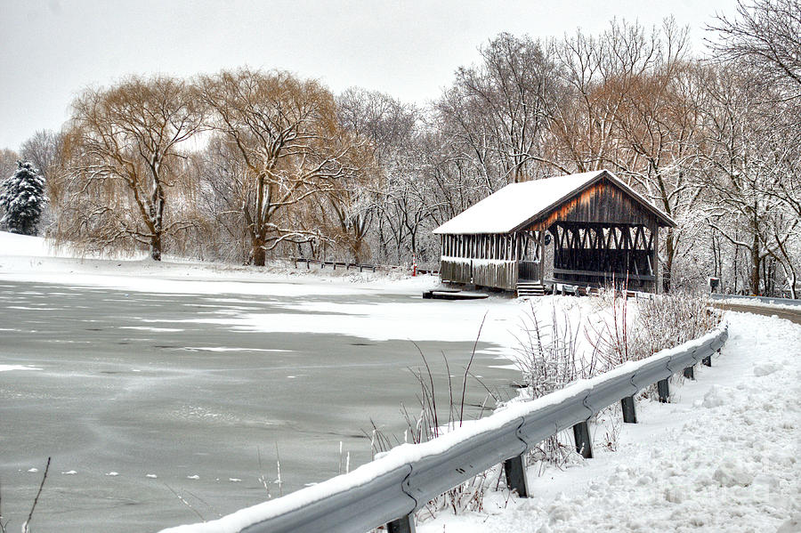 Covered Bridge in Winter 1 Photograph by Deborah Smolinske
