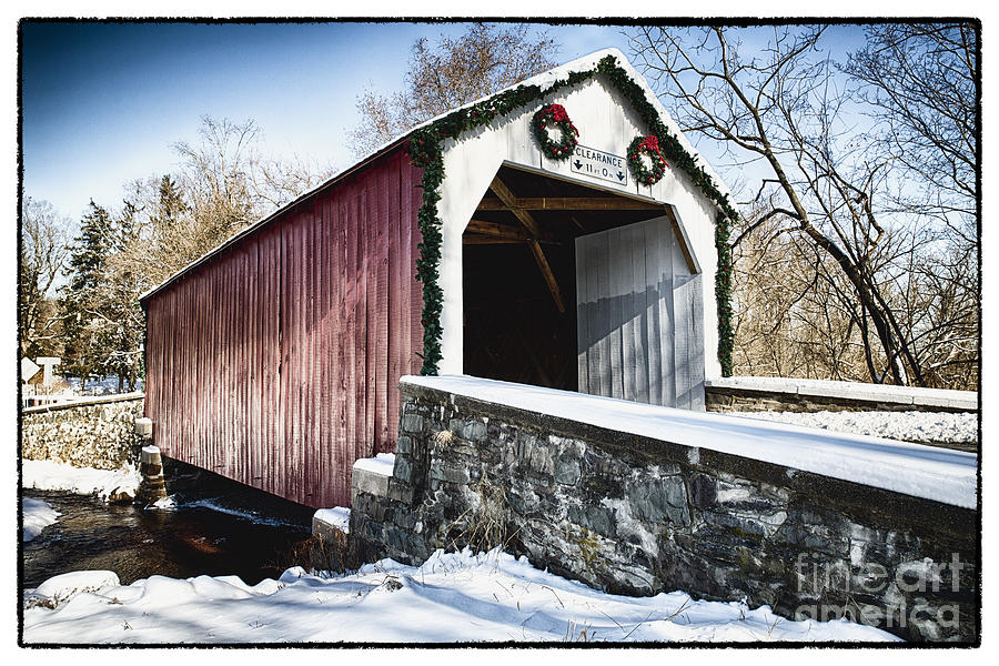 Christmas Photograph - Covered Bridge Over the Swamp Creek  by George Oze