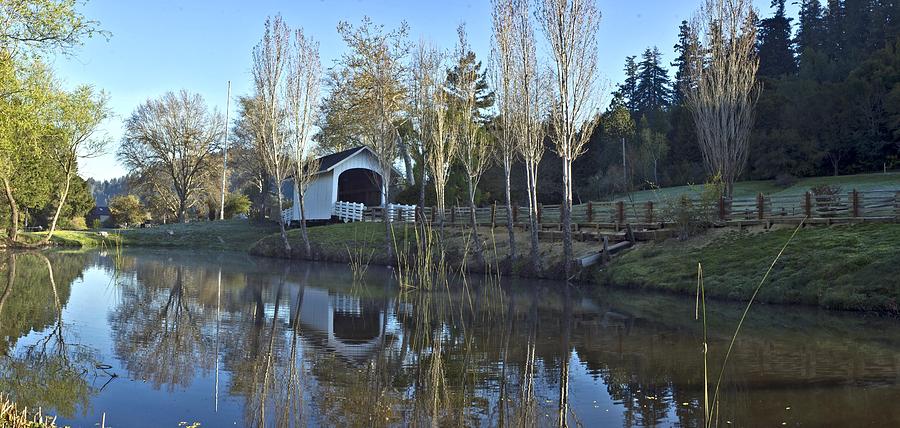 Covered Bridge Panorama California Landscape Art Larry Darnell Photograph by Larry Darnell