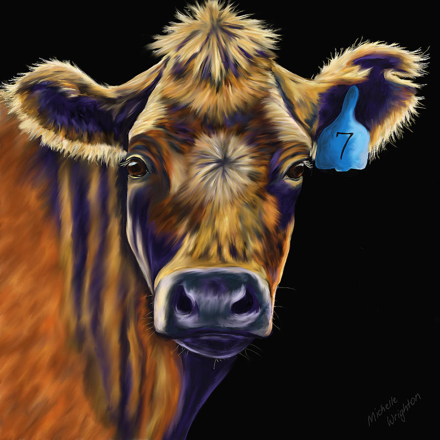 Cow Art - Lucky Number Seven Painting by Michelle Wrighton