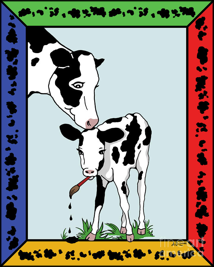 Cow Digital Art - Cow Artist Cow Art II by Audra Lemke Cow Digital Art - Cow Artist Cow Art II by Audra Lemke