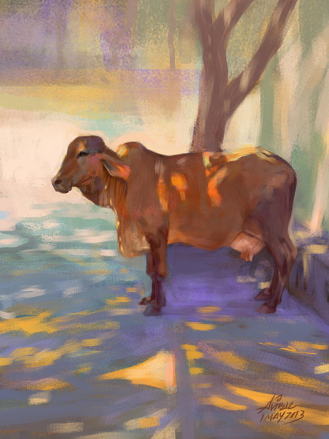 Nature Painting - Cow by Aviral Jha