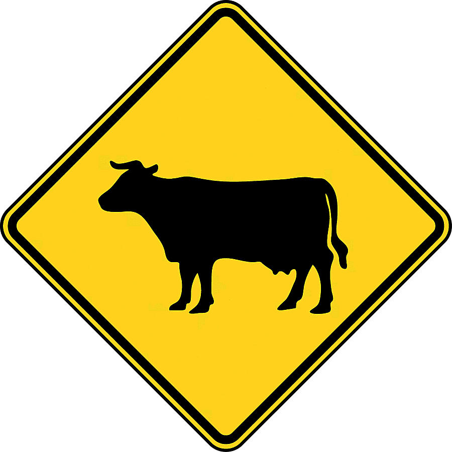 Cow Crossing Sign Digital Art - Cow Crossing Sign by Marvin Blaine