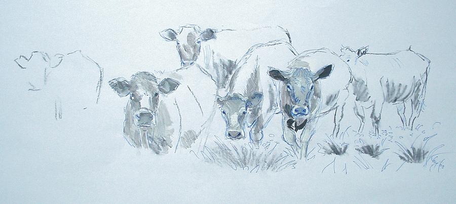 Cow drawing Painting by Mike Jory