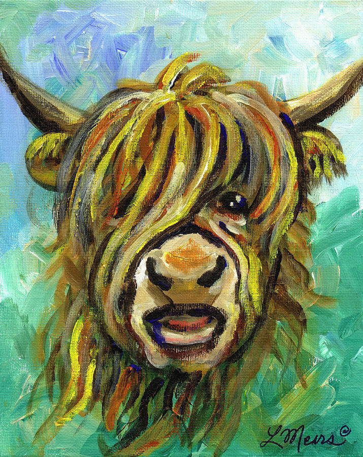 Bull Painting - Cow Face 101 by Linda Mears