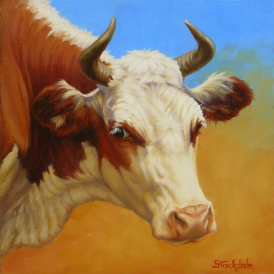 Cow Painting - Cow Face by Margaret Stockdale