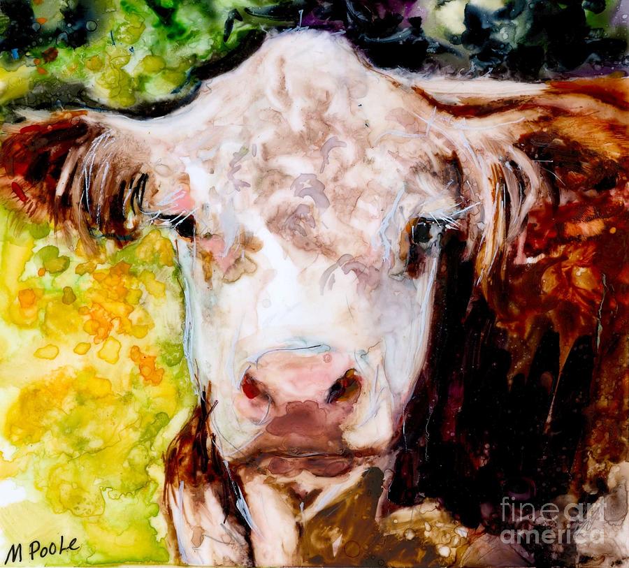 Cow Painting - Cow Face by Molly Poole