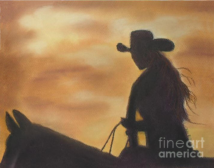 Cow Girl at Sunset Pastel by Julie Brugh Riffey