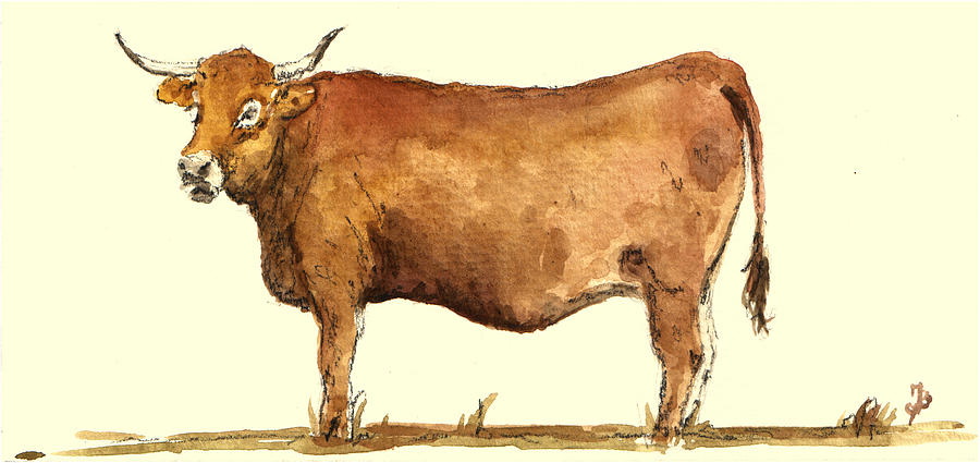 Wildlife Painting - Cow by Juan  Bosco