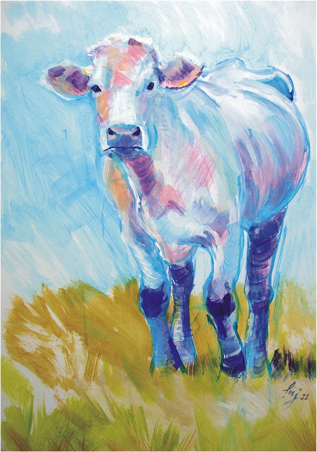 Cow Painting #3 Painting by Mike Jory