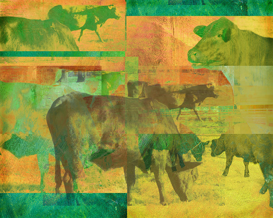 Cow Pasture Collage Digital Art by Ann Powell