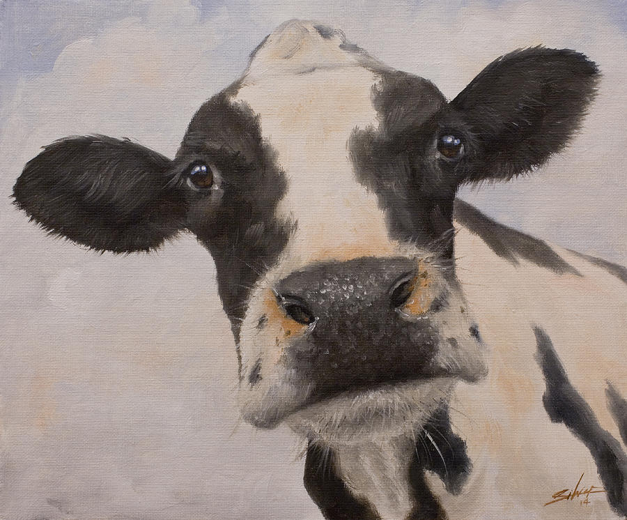Cow Portrait I Painting by John Silver