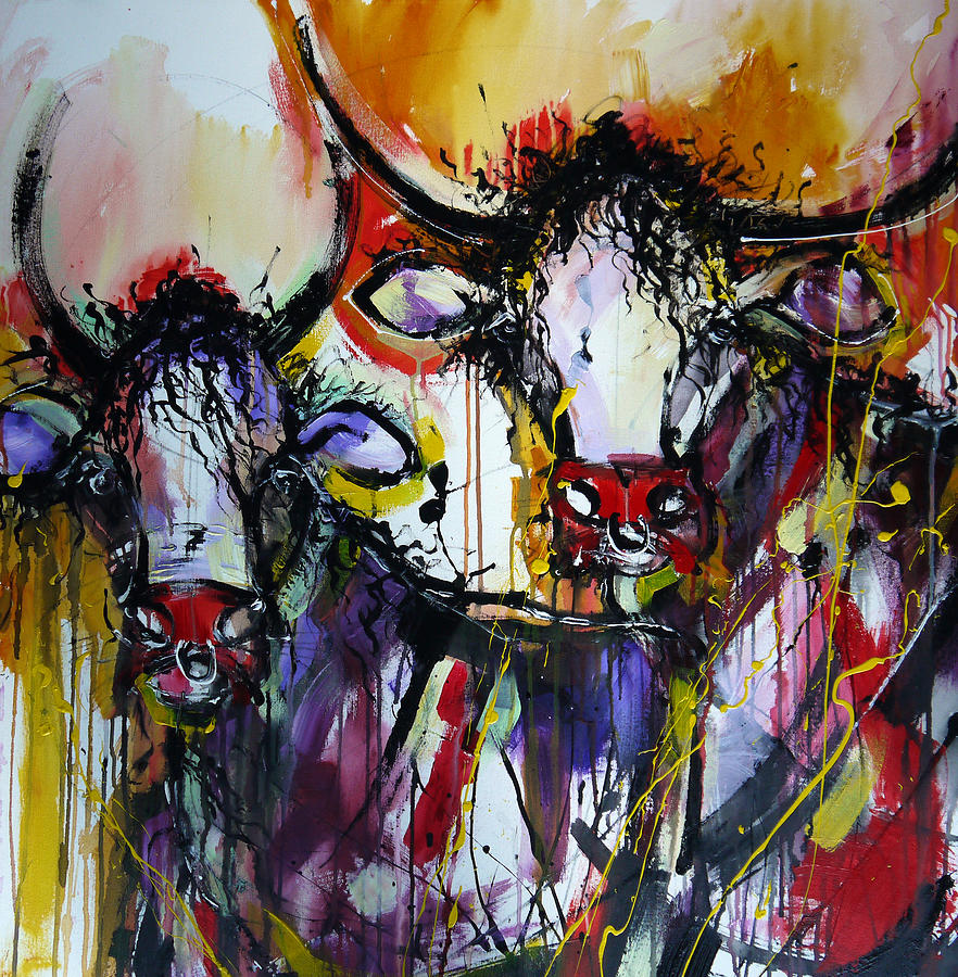 Cow Painting - Cow Siblings 3 by Irina Rumyantseva