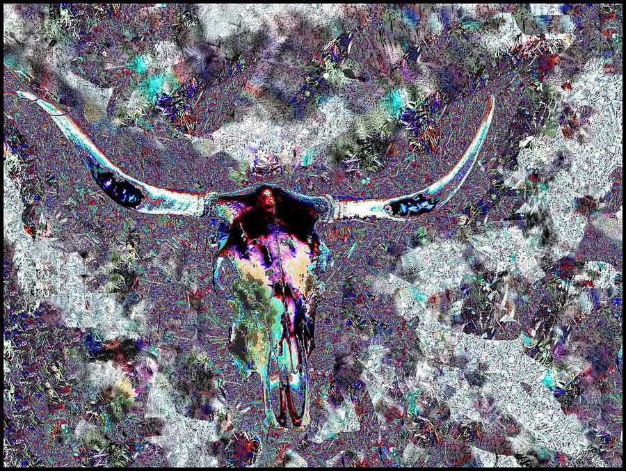 Cow Skull Digital Art by Priscilla Batzell Expressionist Art Studio Gallery