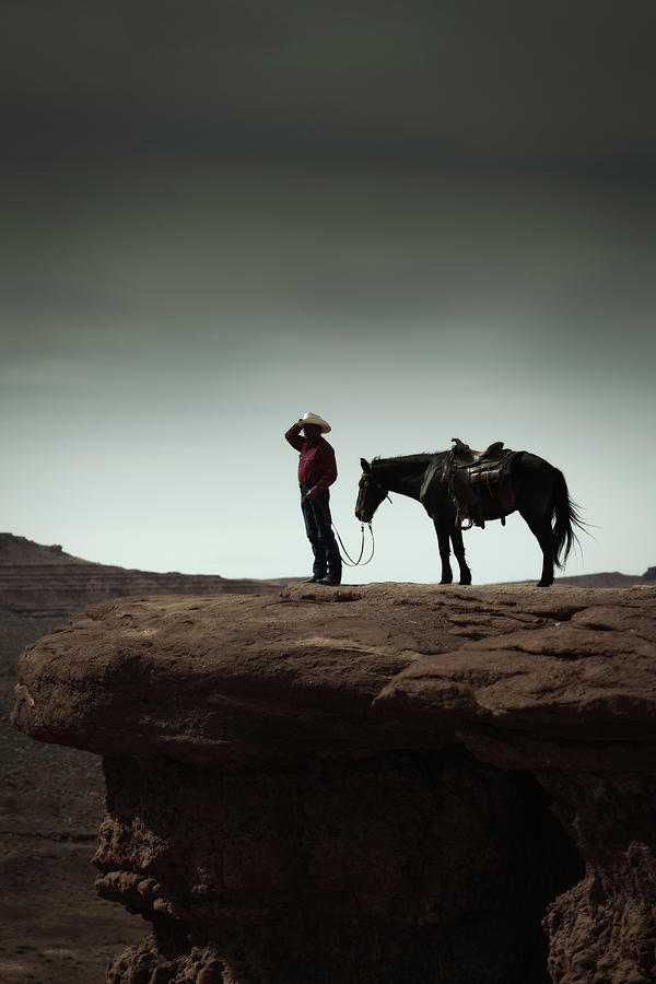 Cowboy And Horse In The American Photograph by Yinyang