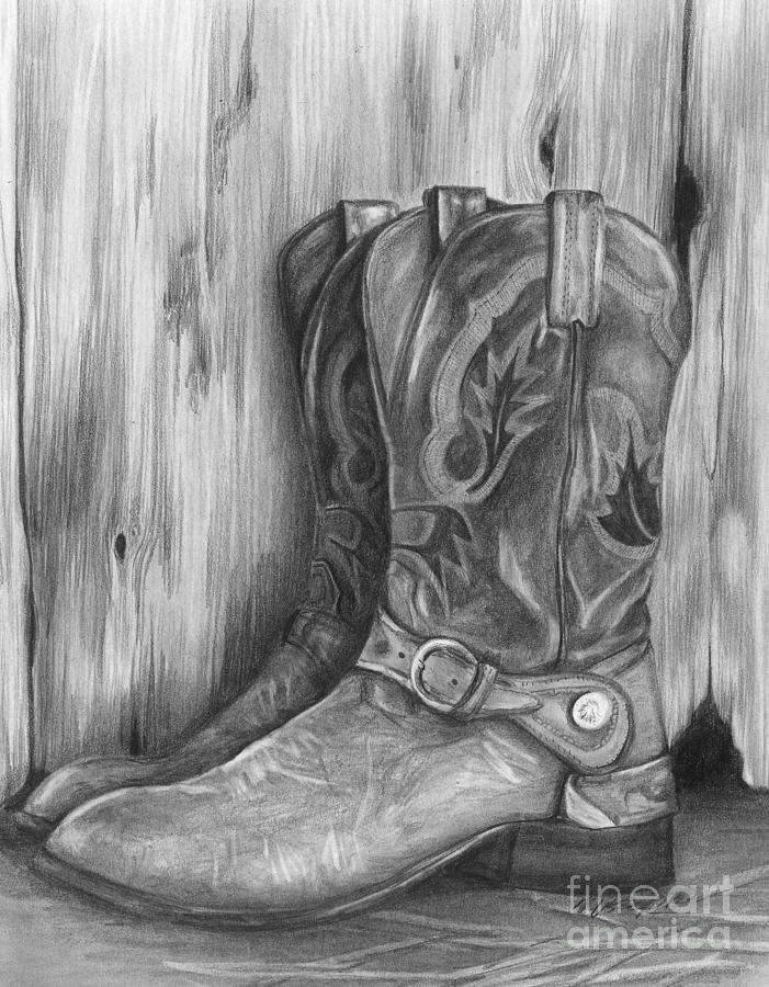 Boot Drawing - Cowboy boot study by Meagan  Visser
