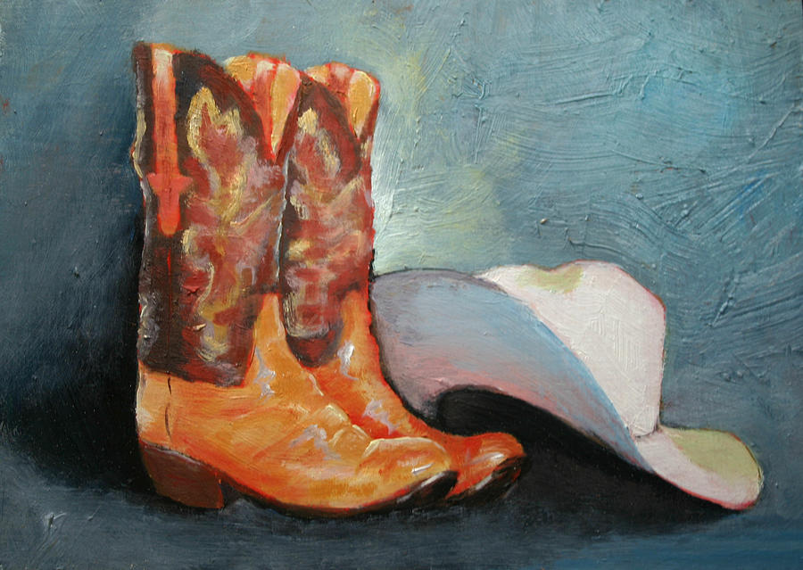 Turquoise Cowboy Boots Painting Ubicaciondepersonas Cdmx Gob Mx   Cowboy Boots And Hat Carol Jo Smidt 